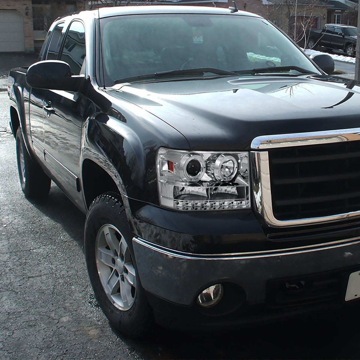 2007-2014 GMC Sierra Dual Halo Projector Headlights (Chrome Housing/Clear Lens)