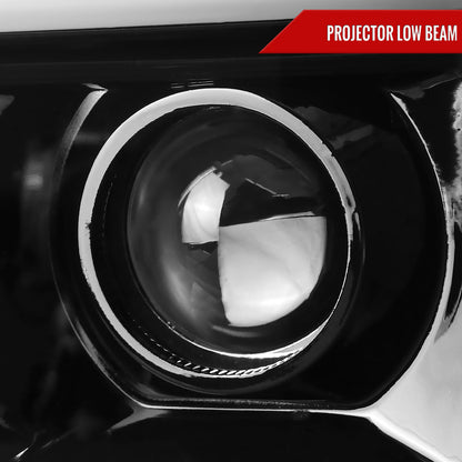 2007-2013 GMC Sierra 1500 / 2007-2014 Sierra 1500HD 2500HD 3500HD / 2009-2013 Sierra 1500 Hybrid LED C-Bar Projector Headlights (Jet Black Housing/Clear Lens)