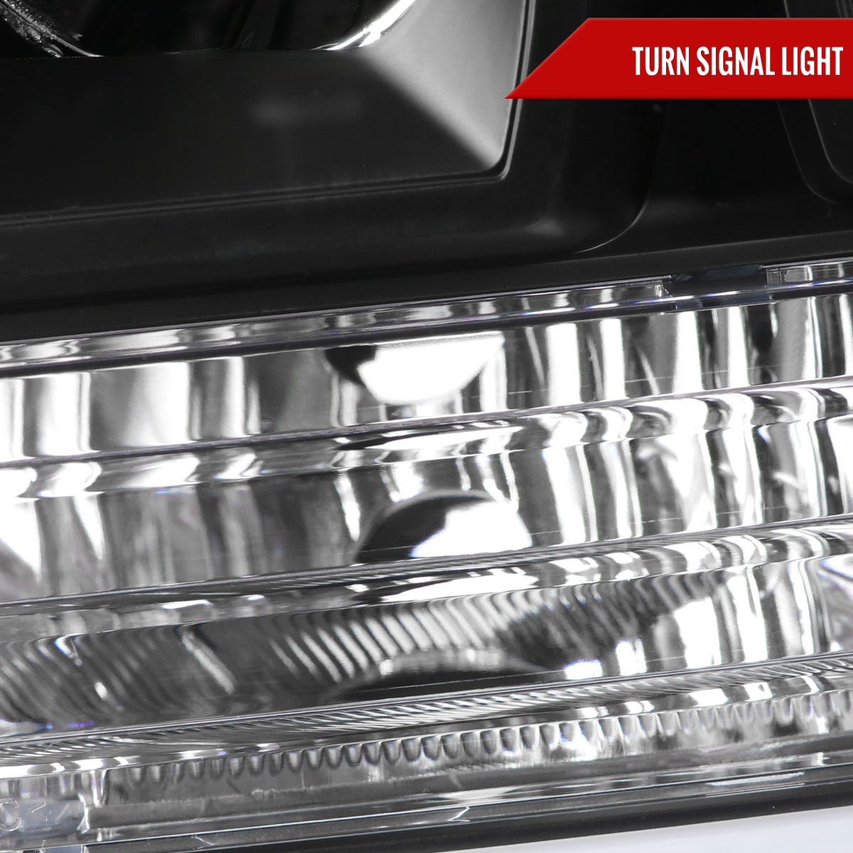 2007-2013 GMC Sierra 1500 / 2007-2014 Sierra 1500HD 2500HD 3500HD / 2009-2013 Sierra 1500 Hybrid LED C-Bar Projector Headlights (Matte Black Housing/Clear Lens)