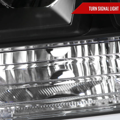 2007-2013 GMC Sierra 1500 / 2007-2014 Sierra 1500HD 2500HD 3500HD / 2009-2013 Sierra 1500 Hybrid LED C-Bar Projector Headlights (Matte Black Housing/Clear Lens)