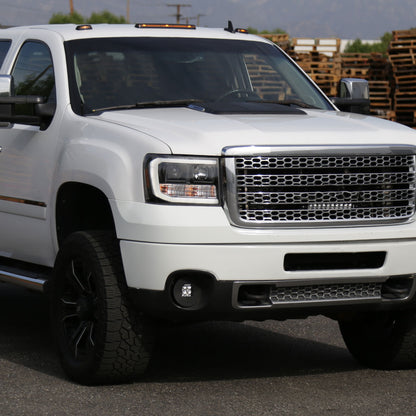 2007-2013 GMC Sierra 1500 / 2007-2014 Sierra 1500HD 2500HD 3500HD / 2009-2013 Sierra 1500 Hybrid LED C-Bar Projector Headlights (Matte Black Housing/Clear Lens)