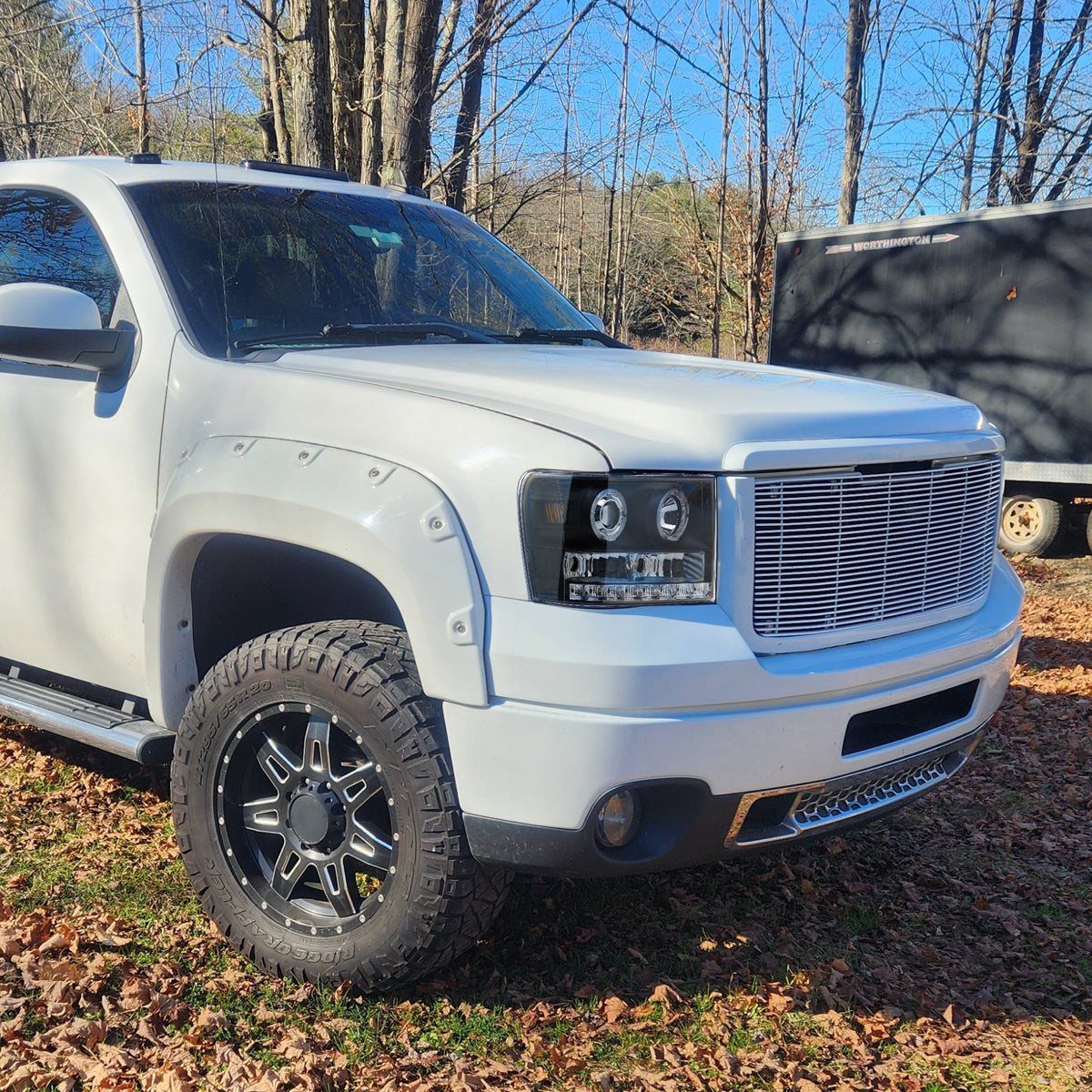 2007-2014 GMC Sierra SMD Dual Halo Projector Headlights (Matte Black Housing/Clear Lens)