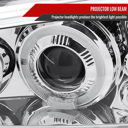 2002-2006 Chevrolet Avalanche/ 2003-2007 Silverado Dual Halo Projector Headlights (Chrome Housing/Clear Lens)