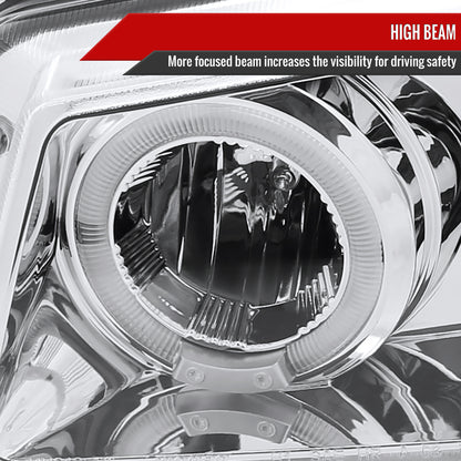 2002-2006 Chevrolet Avalanche/ 2003-2007 Silverado Dual Halo Projector Headlights (Chrome Housing/Clear Lens)
