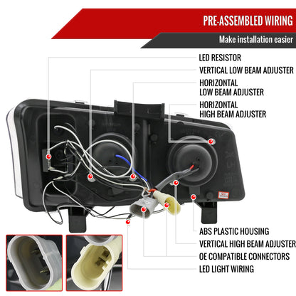 2002-2006 Chevrolet Avalanche/ 2003-2007 Silverado Dual Halo Projector Headlights (Chrome Housing/Clear Lens)