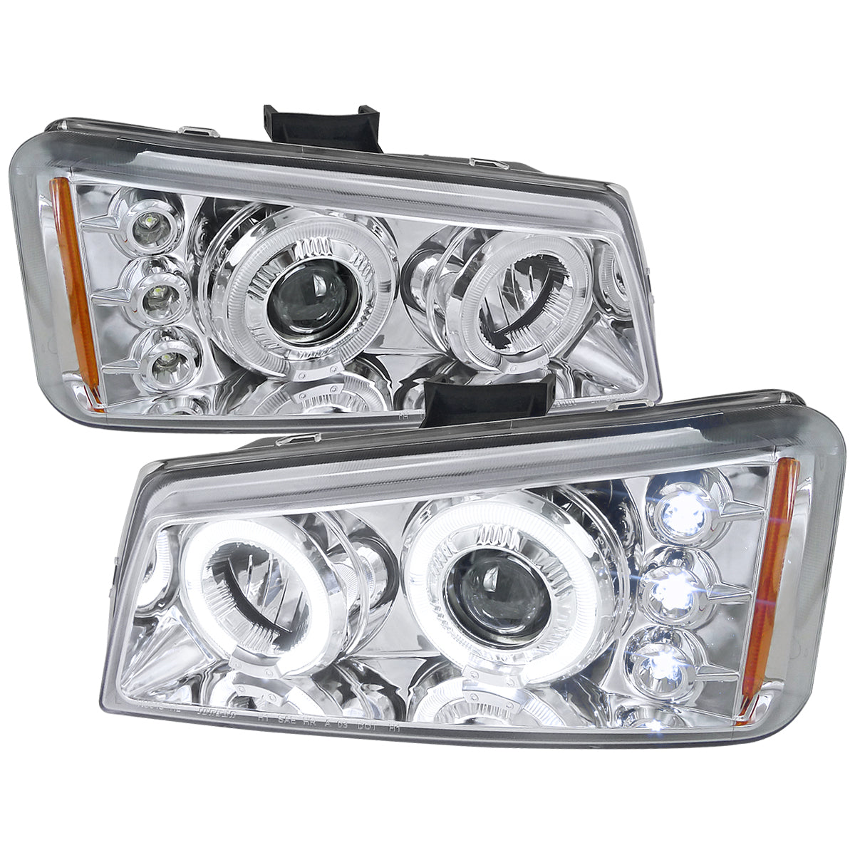 2002-2006 Chevrolet Avalanche/ 2003-2007 Silverado Dual Halo Projector Headlights (Chrome Housing/Clear Lens)