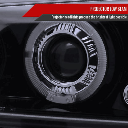 2002-2006 Chevrolet Avalanche/ 2003-2007 Silverado Dual Halo Projector Headlights (Glossy Black Housing/Smoked Lens)
