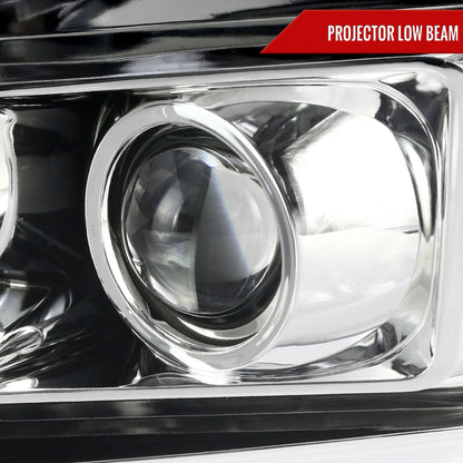 2007-2013 Chevrolet Silverado 1500/ 2007-2014 Silverado 2500HD 3500HD LED C-Bar Projector Headlights (Chrome Housing/Clear Lens)