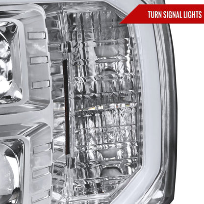 2007-2013 Chevrolet Silverado 1500/ 2007-2014 Silverado 2500HD 3500HD LED C-Bar Projector Headlights (Chrome Housing/Clear Lens)