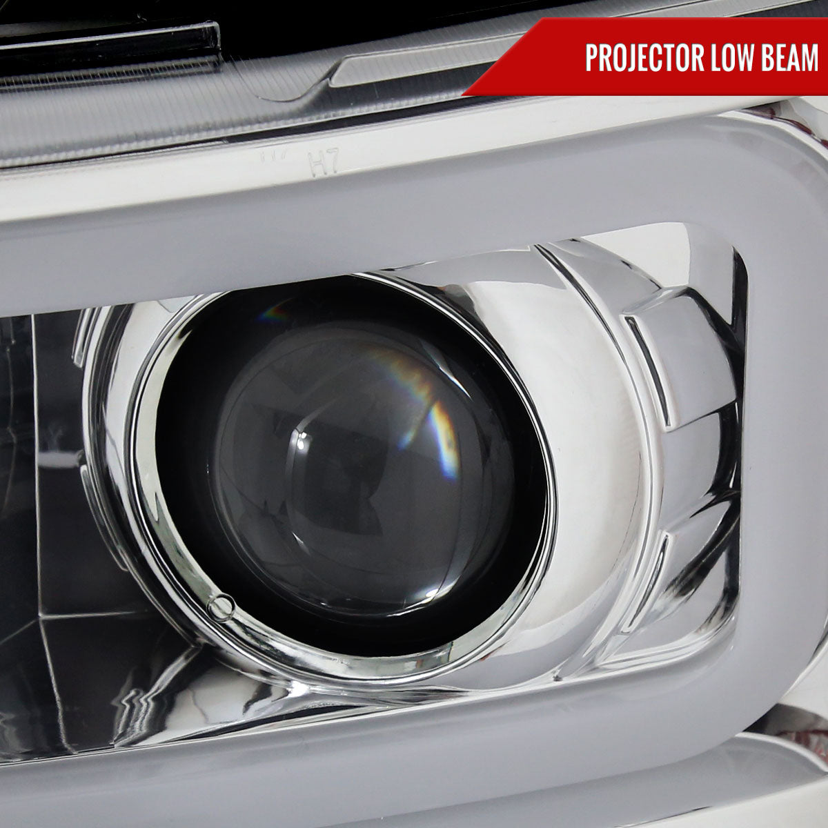 2007-2013 Chevrolet Silverado 1500/ 2007-2014 Silverado 2500HD 3500HD Dual LED C-Bar Projector Headlights (Chrome Housing/Clear Lens)