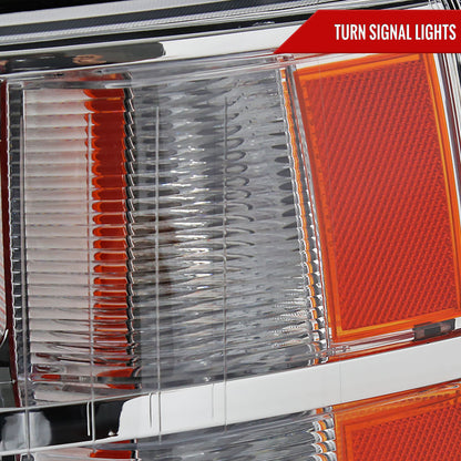 2007-2013 Chevrolet Silverado 1500/ 2007-2014 Silverado 2500HD 3500HD Dual LED C-Bar Projector Headlights (Chrome Housing/Clear Lens)