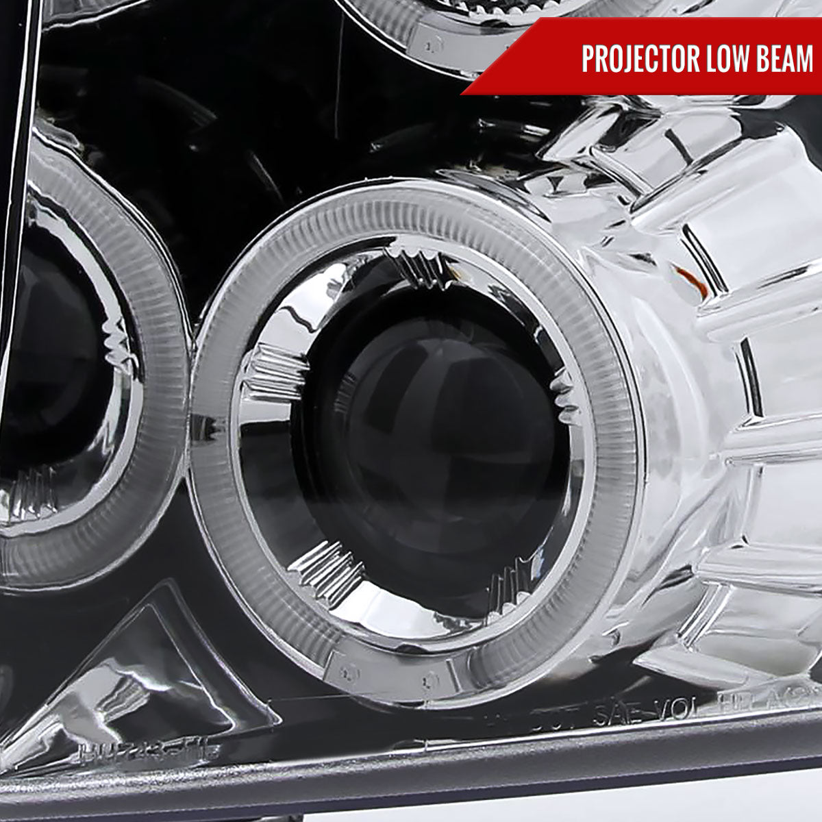 2007-2013 Chevrolet Silverado 1500/ 2007-2014 Silverado 2500HD 3500HD Dual Halo Projector Headlights (Chrome Housing/Clear Lens)