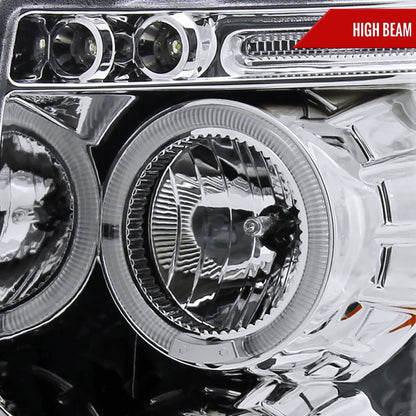 2007-2013 Chevrolet Silverado 1500/ 2007-2014 Silverado 2500HD 3500HD Dual Halo Projector Headlights (Chrome Housing/Clear Lens)