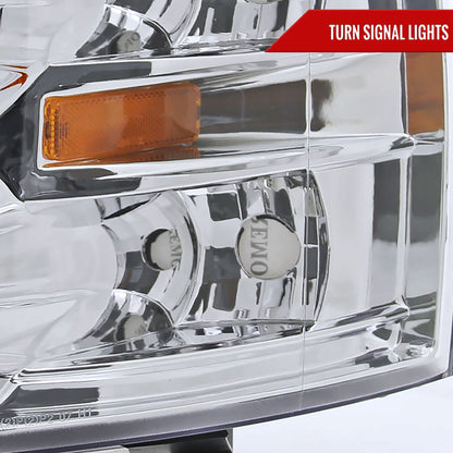 2007-2013 Chevrolet Silverado 1500/ 2007-2014 Silverado 2500HD 3500HD Dual Halo Projector Headlights (Chrome Housing/Clear Lens)