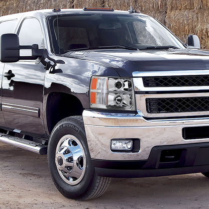 2007-2013 Chevrolet Silverado 1500/ 2007-2014 Silverado 2500HD 3500HD Dual Halo Projector Headlights w/ LED Light Bar (Chrome Housing/Clear Lens)