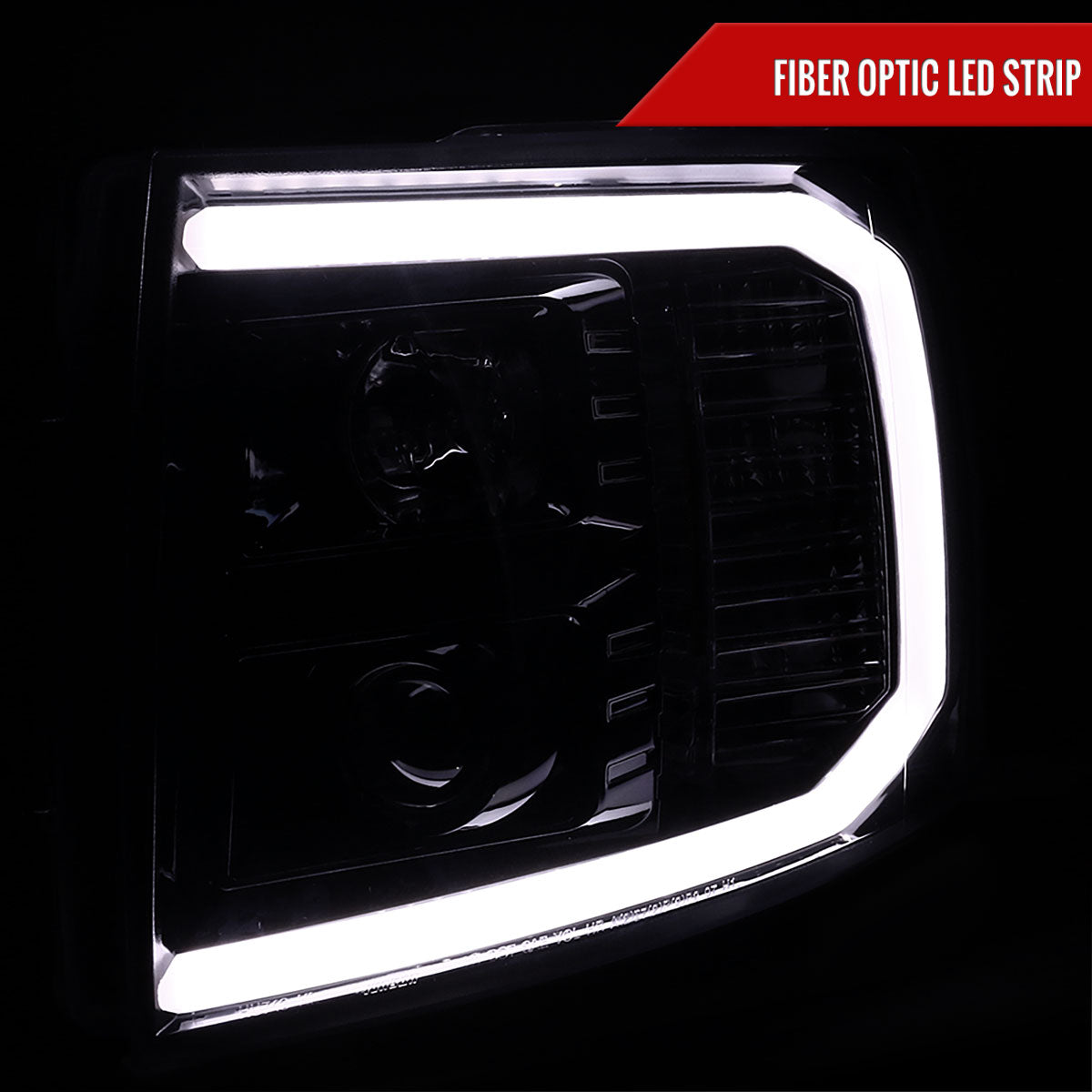 2007-2014 Chevrolet Silverado 1500/2500HD/3500HD LED C-Bar Projector Headlights (Jet Black Housing/Clear Lens)
