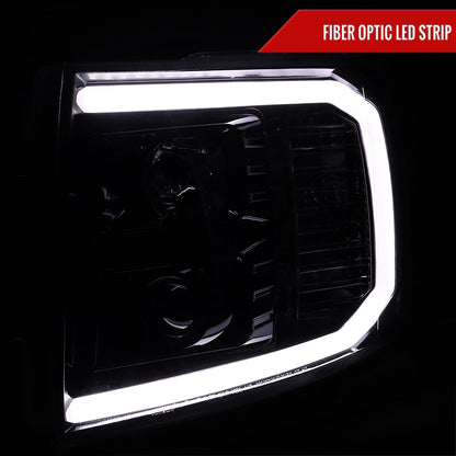 2007-2014 Chevrolet Silverado 1500/2500HD/3500HD LED C-Bar Projector Headlights (Jet Black Housing/Clear Lens)
