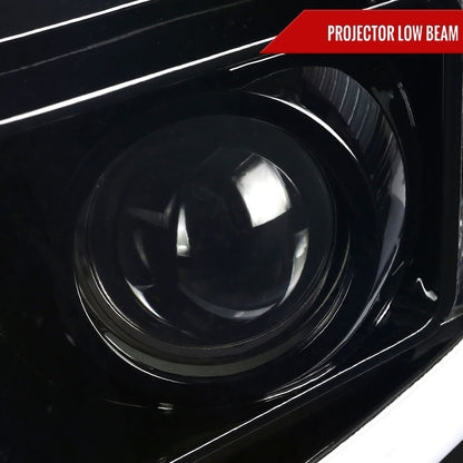 2007-2014 Chevrolet Silverado 1500/2500HD/3500HD LED C-Bar Projector Headlights (Jet Black Housing/Clear Lens)