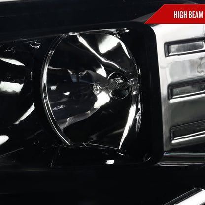 2007-2014 Chevrolet Silverado 1500/2500HD/3500HD LED C-Bar Projector Headlights (Jet Black Housing/Clear Lens)