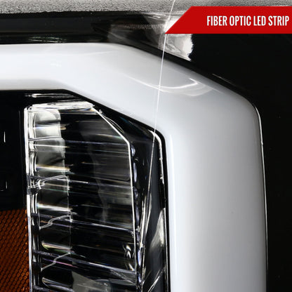 2007-2014 Chevrolet Silverado 1500/2500HD/3500HD LED C-Bar Projector Headlights (Jet Black Housing/Clear Lens)
