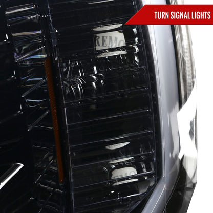 2007-2014 Chevrolet Silverado 1500/2500HD/3500HD LED C-Bar Projector Headlights (Jet Black Housing/Clear Lens)
