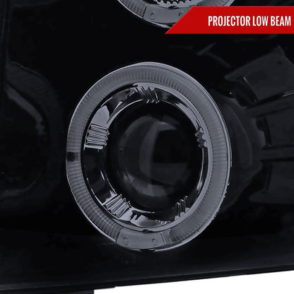 2007-2013 Chevrolet Silverado 1500/ 2007-2014 Silverado 2500HD 3500HD Dual Halo Projector Headlights (Glossy Black Housing/Smoked Lens)