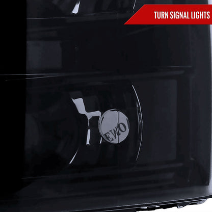 2007-2013 Chevrolet Silverado 1500/ 2007-2014 Silverado 2500HD 3500HD Dual Halo Projector Headlights (Glossy Black Housing/Smoked Lens)