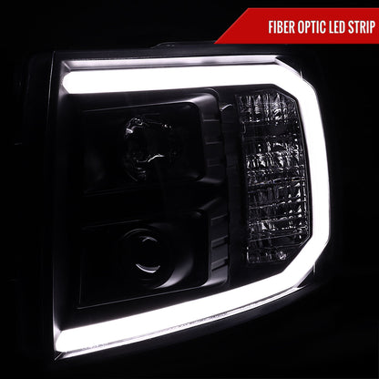 2007-2014 Chevrolet Silverado 1500/2500HD/3500HD LED C-Bar Projector Headlights (Matte Black Housing/Clear Lens)