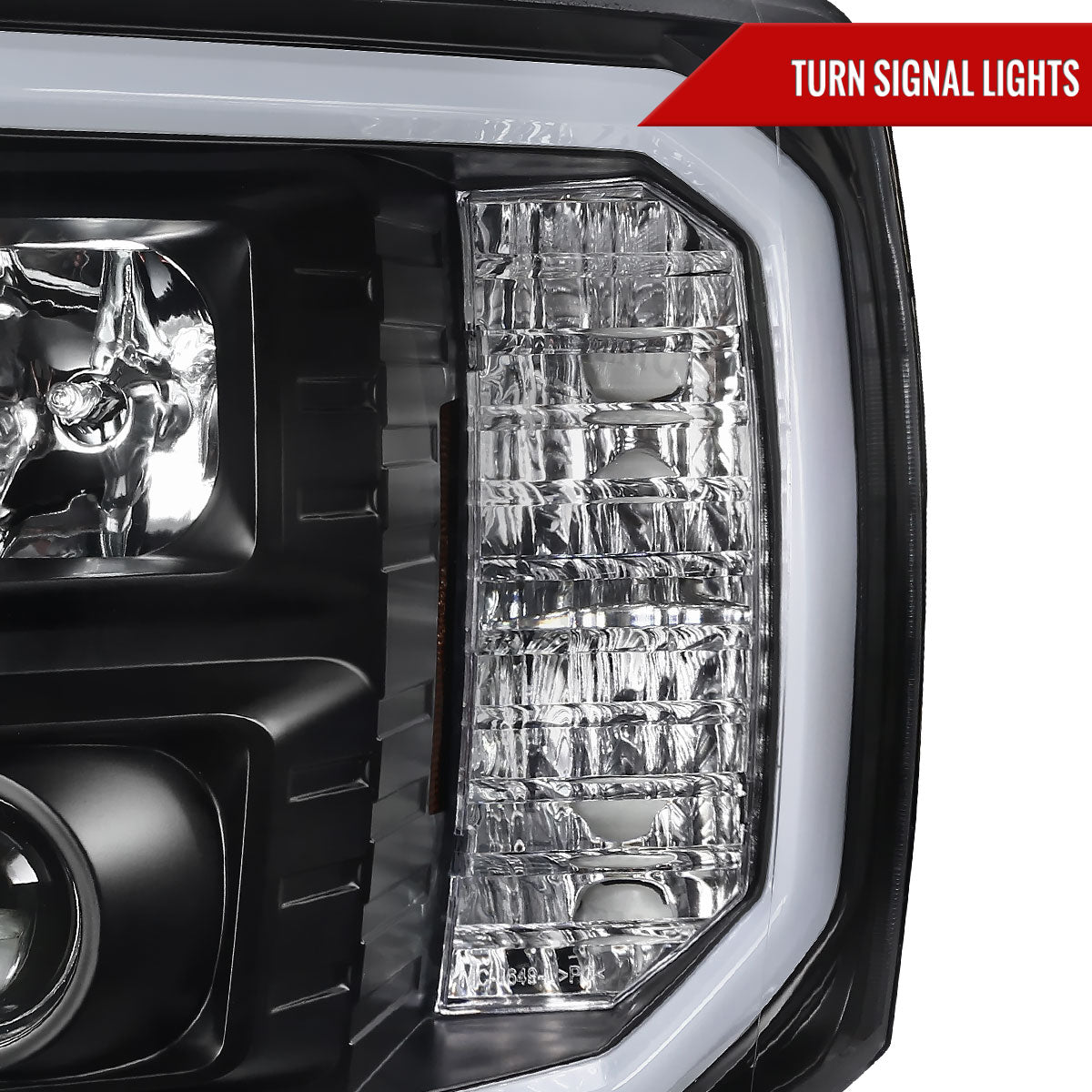 2007-2014 Chevrolet Silverado 1500/2500HD/3500HD LED C-Bar Projector Headlights (Matte Black Housing/Clear Lens)