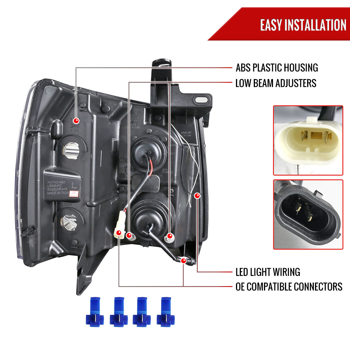2007-2014 Chevrolet Silverado 1500/2500HD/3500HD LED C-Bar Projector Headlights (Matte Black Housing/Clear Lens)