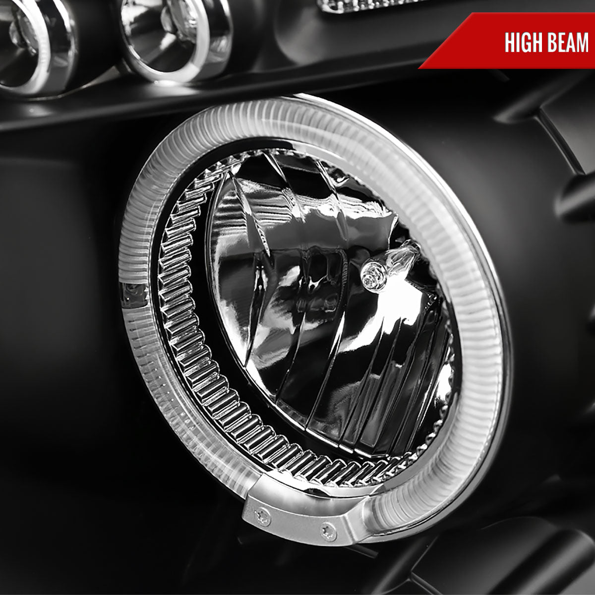 2007-2013 Chevrolet Silverado 1500/ 2007-2014 Silverado 2500HD 3500HD Dual Halo Projector Headlights (Matte Black Housing/Clear Lens)