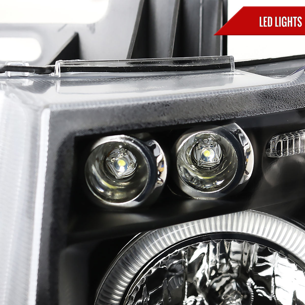 2007-2013 Chevrolet Silverado 1500/ 2007-2014 Silverado 2500HD 3500HD Dual Halo Projector Headlights (Matte Black Housing/Clear Lens)