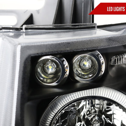 2007-2013 Chevrolet Silverado 1500/ 2007-2014 Silverado 2500HD 3500HD Dual Halo Projector Headlights (Matte Black Housing/Clear Lens)