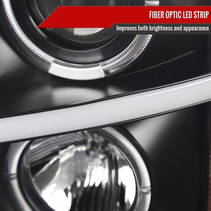 2007-2013 Chevrolet Silverado 1500/ 2007-2014 Silverado 2500HD 3500HD Dual Halo Projector w/ LED Light Bar Headlights (Matte Black Housing/Clear Lens)