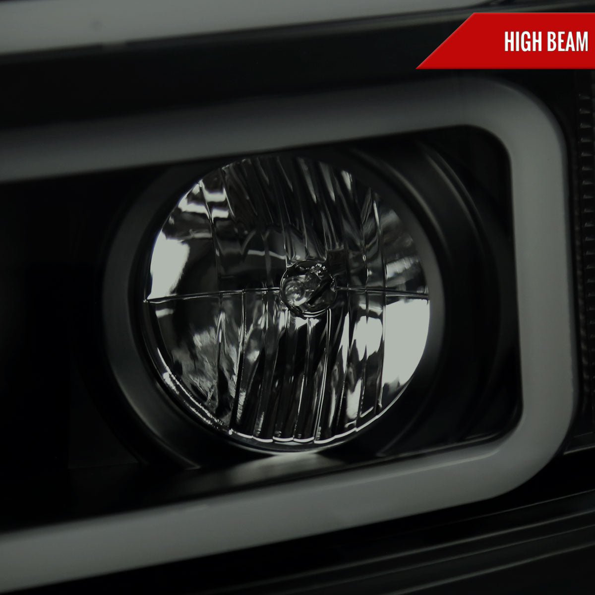 2007-2013 Chevrolet Silverado 1500/ 2007-2014 Silverado 2500HD 3500HD Dual LED C-Bar Projector Headlights (Black Housing/Smoked Lens)