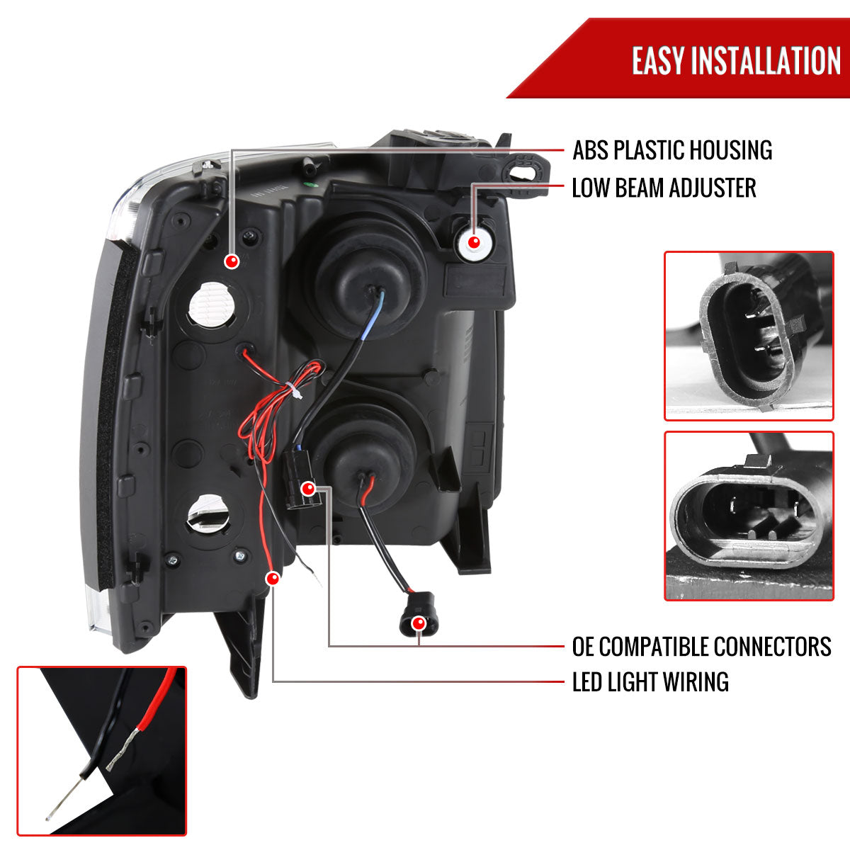 2007-2013 Chevrolet Silverado 1500/ 2007-2014 Silverado 2500HD 3500HD Dual LED C-Bar Projector Headlights (Black Housing/Smoked Lens)