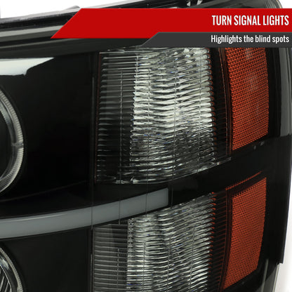2007-2013 Chevrolet Silverado 1500 2500 3500 LED Strip Dual Halo Projector Headlights (Matte Black Housing/Smoked Lens)