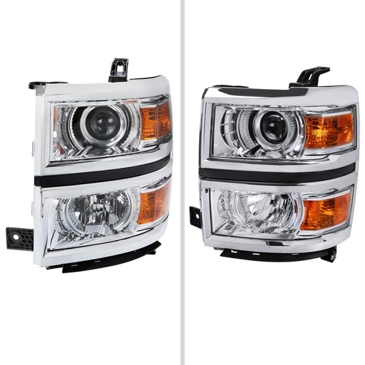 2014-2015 Chevrolet Silverado 1500 Projector Headlights (Chrome Housing/Clear Lens)
