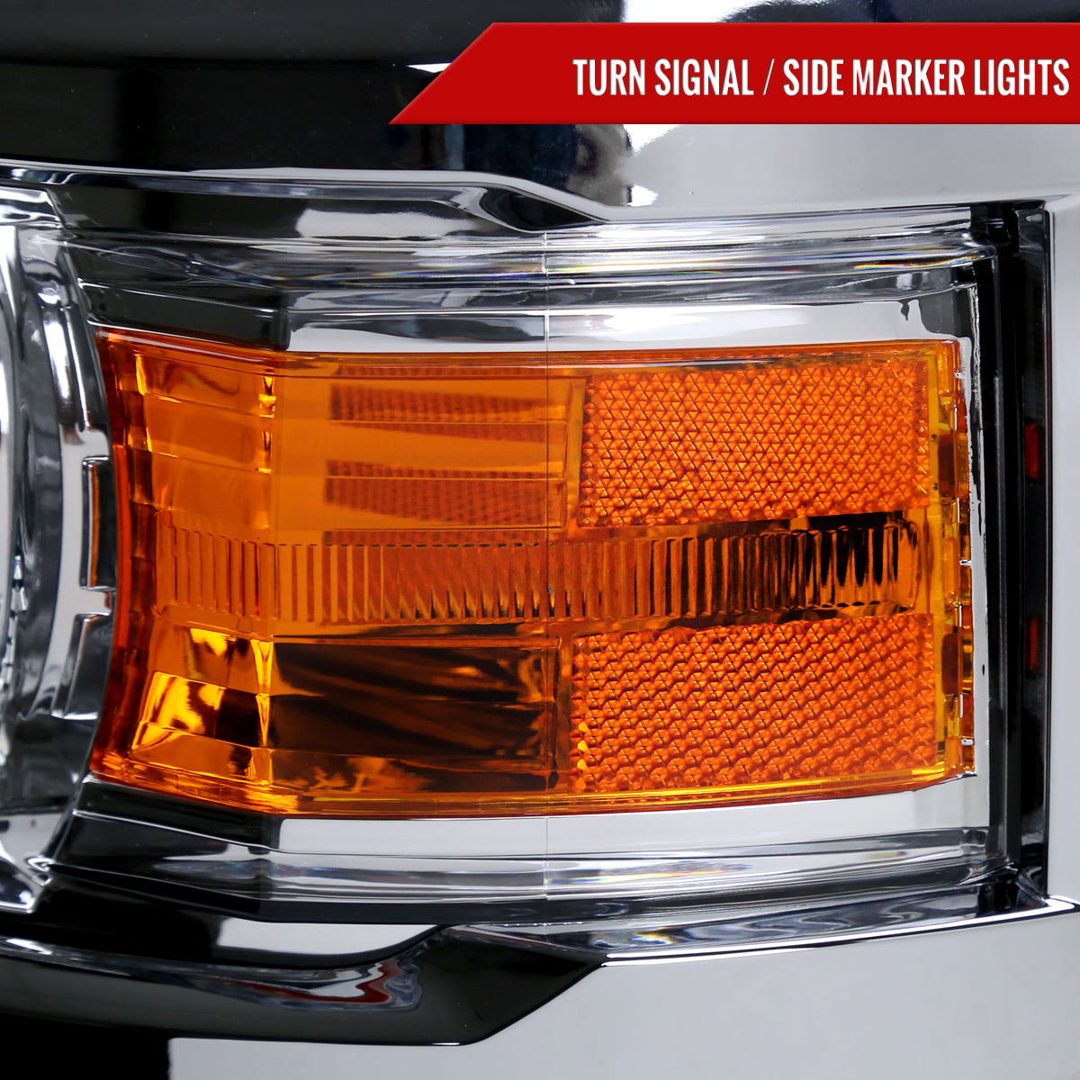 2014-2015 Chevrolet Silverado 1500 Projector Headlights (Chrome Housing/Clear Lens)