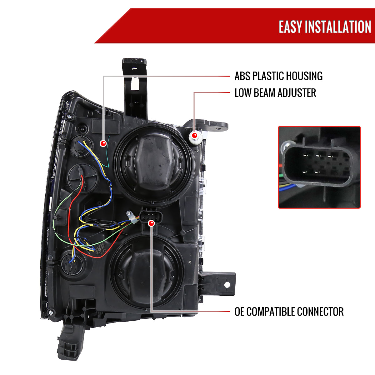 2014-2015 Chevrolet Silverado 1500 Projector Headlights (Chrome Housing/Clear Lens)