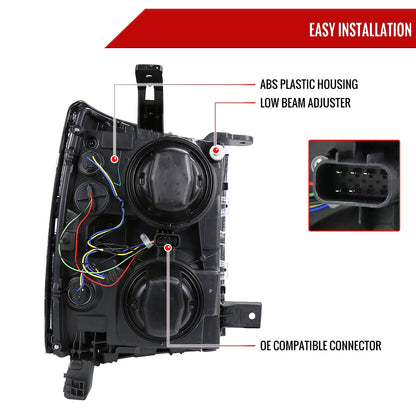 2014-2015 Chevrolet Silverado 1500 Projector Headlights (Chrome Housing/Clear Lens)