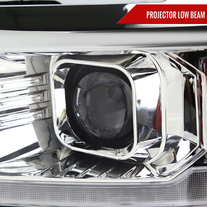 2014-2015 Chevrolet Silverado 1500 Switchback Sequential LED Bar Projector Headlights (Chrome Housing/Clear Lens)