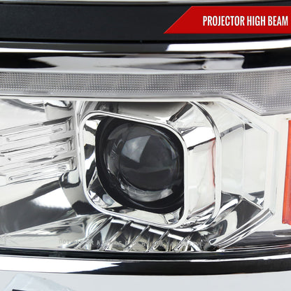 2014-2015 Chevrolet Silverado 1500 Switchback Sequential LED Bar Projector Headlights (Chrome Housing/Clear Lens)