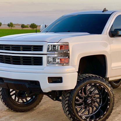 2014-2015 Chevrolet Silverado 1500 Switchback Sequential LED Bar Projector Headlights (Chrome Housing/Clear Lens)