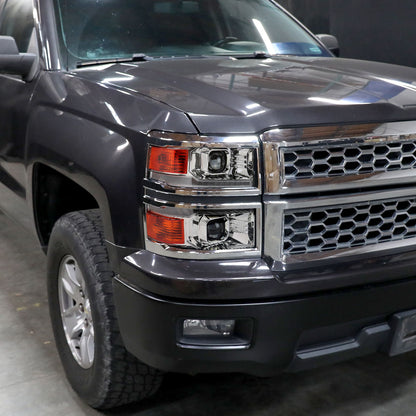 2014-2015 Chevrolet Silverado 1500 Switchback Sequential LED Bar Projector Headlights (Chrome Housing/Clear Lens)