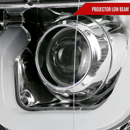 2014-2015 Chevrolet Silverado 1500 Dual LED U-Bar Projector Headlights w/ LED Turn Signal Lights (Chrome Housing/Clear Lens)