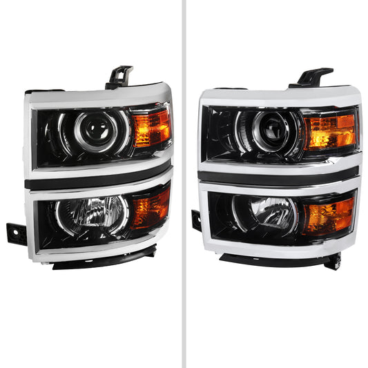 2014-2015 Chevrolet Silverado 1500 Projector Headlights (Glossy Black Housing/Clear Lens)