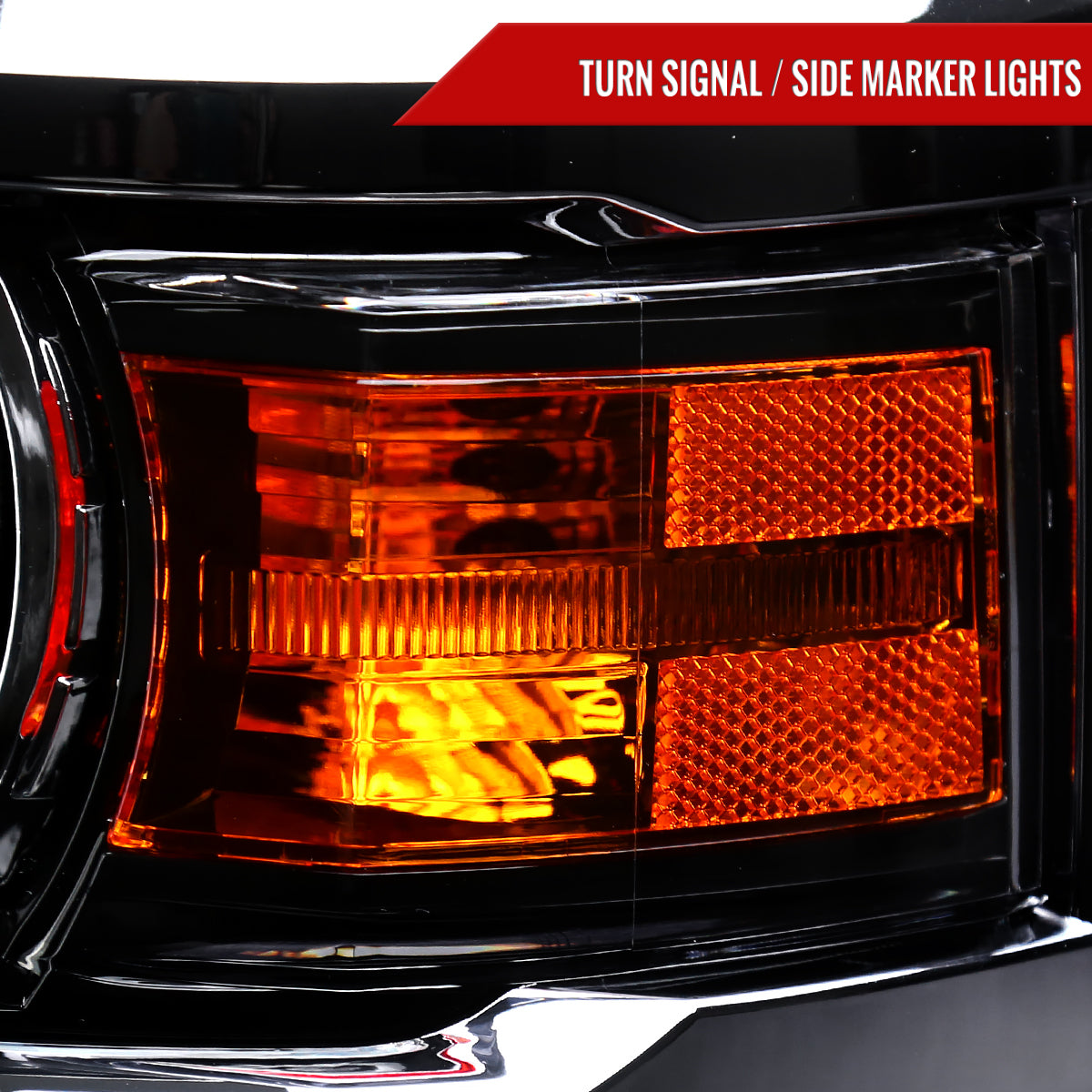 2014-2015 Chevrolet Silverado 1500 Projector Headlights (Glossy Black Housing/Clear Lens)