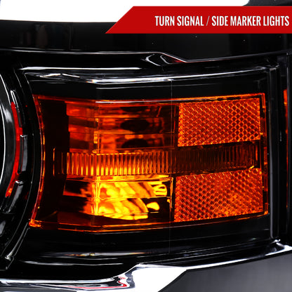 2014-2015 Chevrolet Silverado 1500 Projector Headlights (Glossy Black Housing/Clear Lens)
