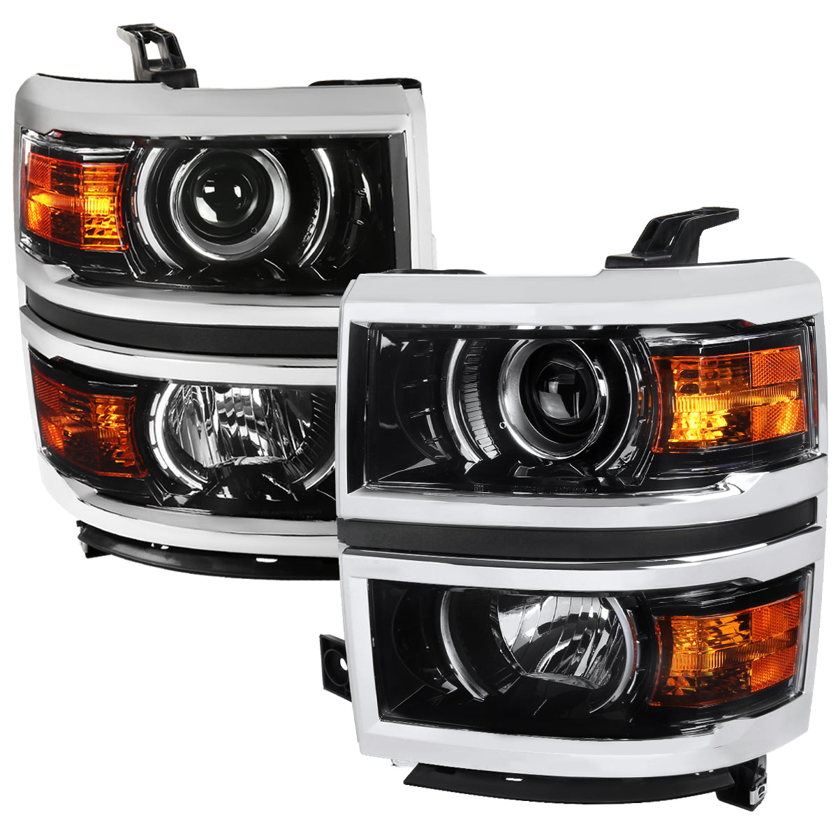 2014-2015 Chevrolet Silverado 1500 Projector Headlights (Glossy Black Housing/Clear Lens)